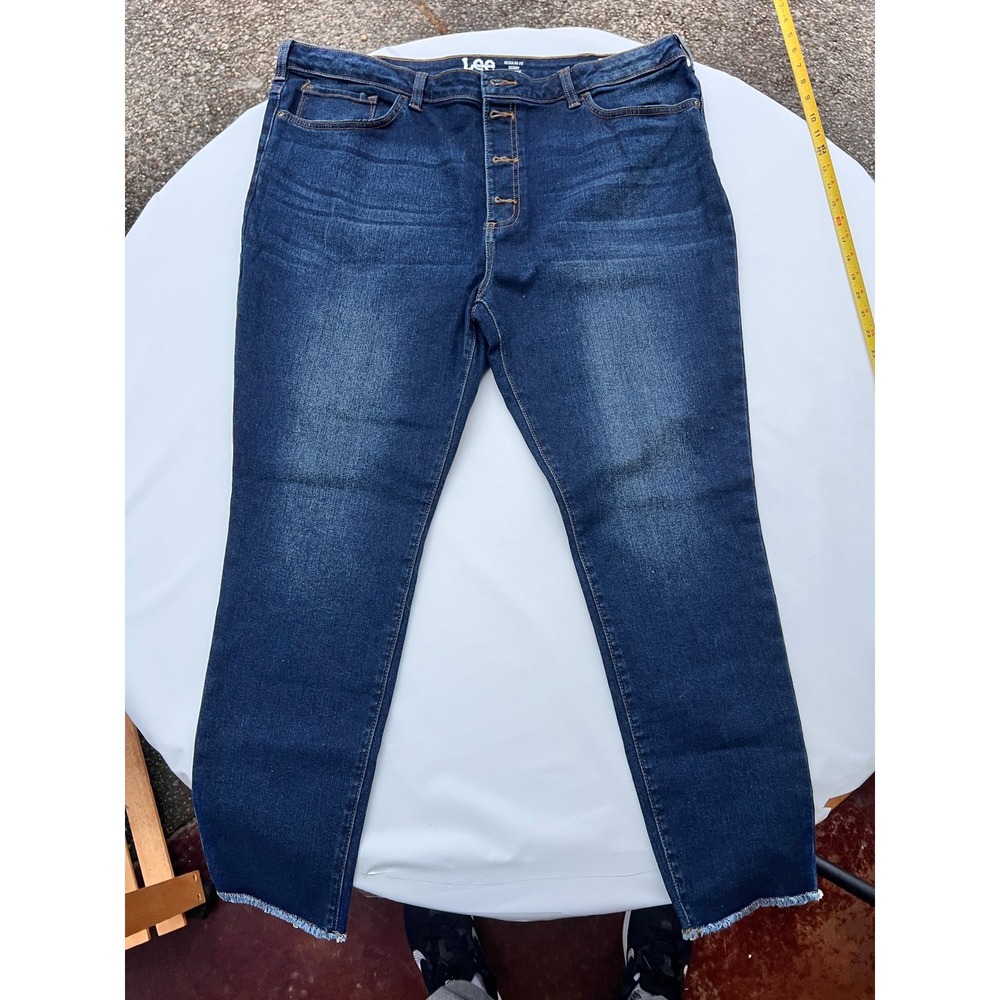 Lee Jeans Womens‎ 22M Blue Regular Fit Skinny High Rise Button Fly Cut Off